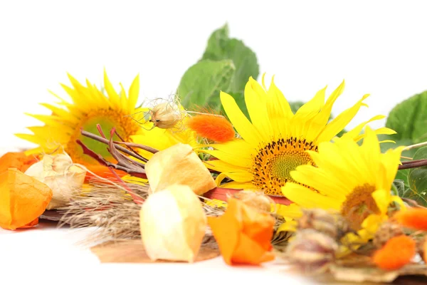 Herfst regeling met zonnebloemen — Stockfoto