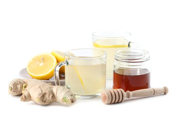 Ginger tea with honey and lemon — Stock Photo, Image