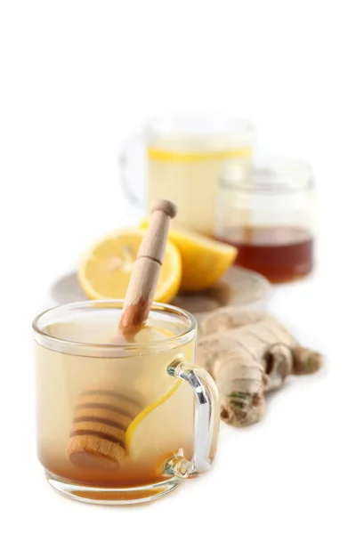 Ginger tea with honey and lemon — Stock Photo, Image