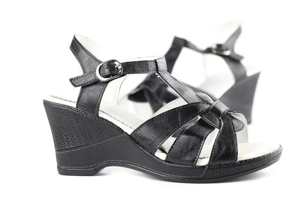 Black leather shoes — Stock Photo, Image