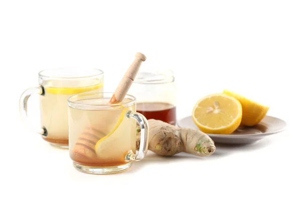 Ginger tea with honey and lemon — Stock Photo, Image