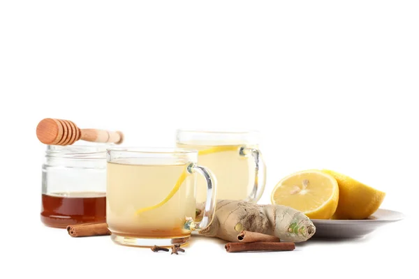 Ginger tea with honey lemon and spices — Stock Photo, Image