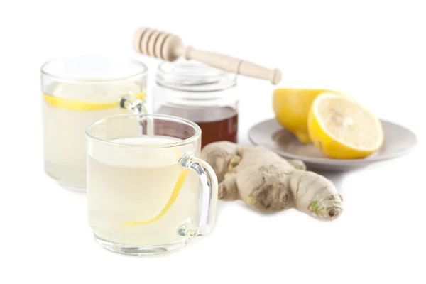 Ballı ve limonlu zencefilli çay — Stok fotoğraf