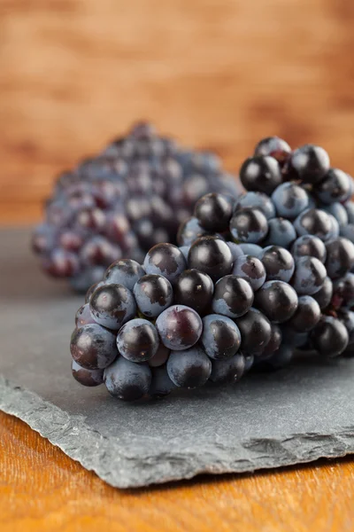 Grappoli di uva blu su tavola di ardesia — Foto Stock