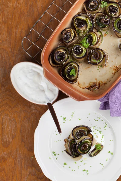 Gebakken aubergine en courgette — Stockfoto