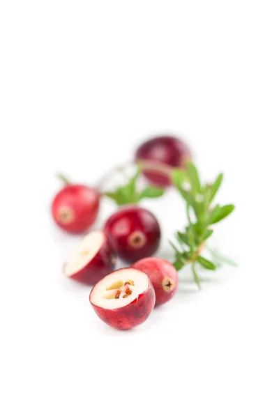 Preiselbeeren auf Weiß — Stockfoto