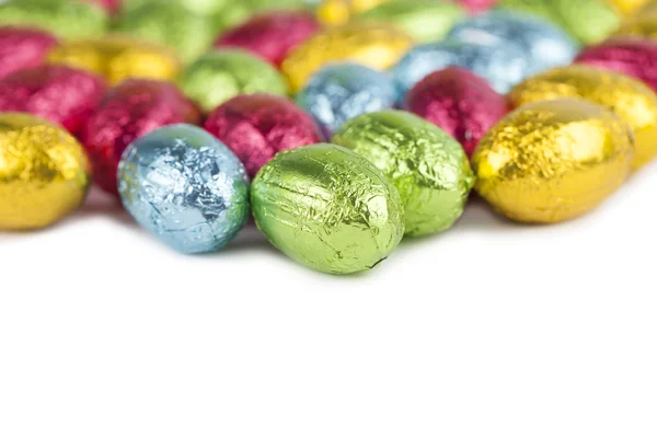 Chocolate eggs border — Stock Photo, Image