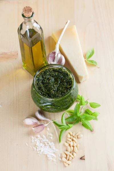 Pesto with ingredients — Stock Photo, Image