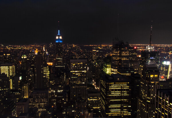 Panoramic night view of midtown Manhattan, NYC