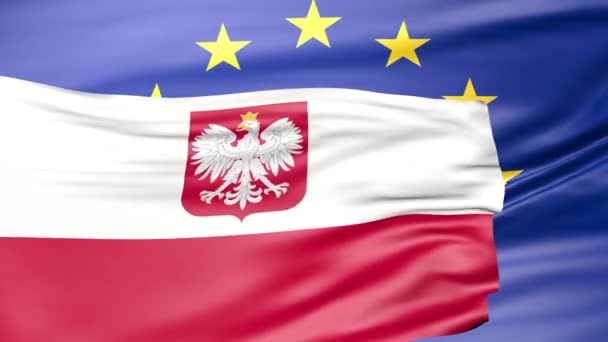 Unia Europejska i Polska machają flagami. Koncepcja Polexit — Wideo stockowe