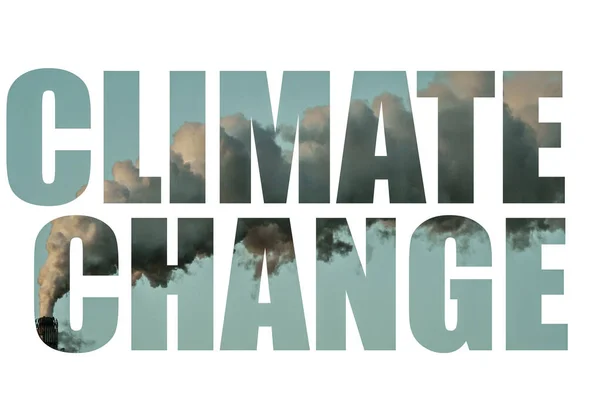 Cambiamento climatico parola sulle emissioni di gas tossici sullo sfondo — Foto Stock