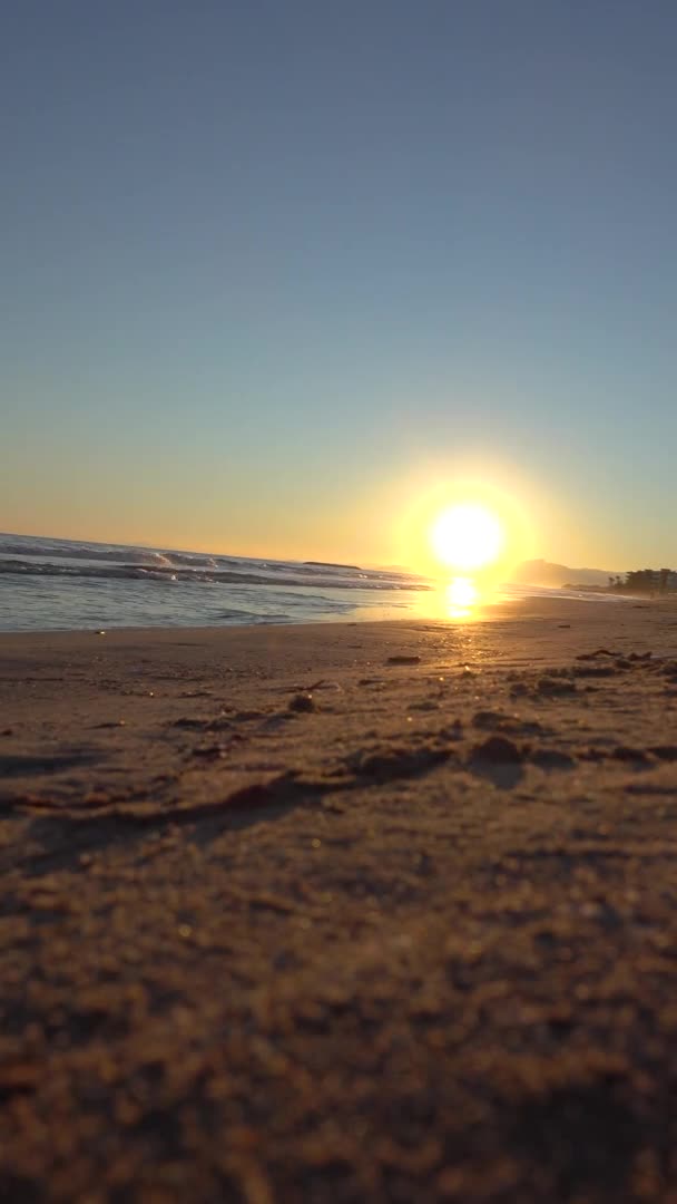 Gün batımında sakin bir sahil manzarası. — Stok video