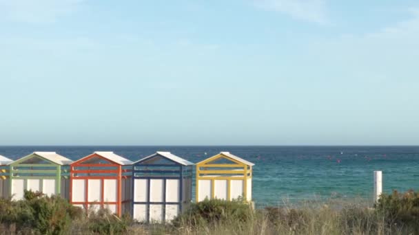 Famosas Cabanas Praia Sagaro Com Playa Sant Pol Costa Brava — Vídeo de Stock