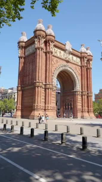 Barcelona Spain August 2022 Vertical View Arc Triomf Arco Triunfo — ストック動画