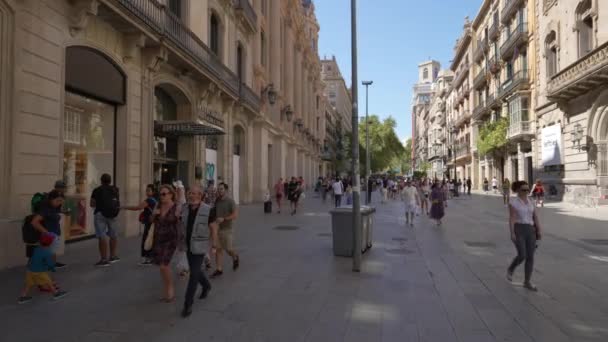 Barcelona Espanha Agosto 2022 Vista Portal Del Angel Rua Pedonal — Vídeo de Stock