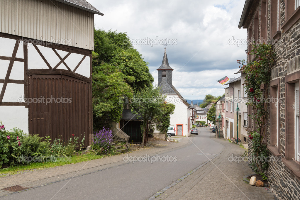 Historic village Starkenburg along the river Moselle in Germany