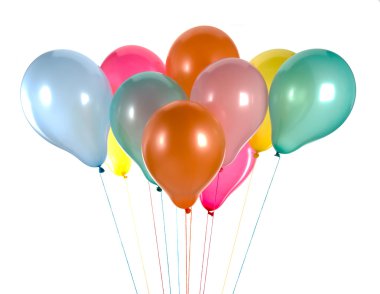 Beyaz üzerinde izole edilmiş renkli balonlar