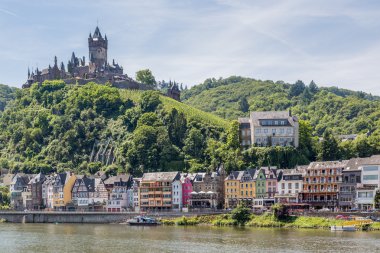 Cochem with castle along river Moselle in Germany clipart