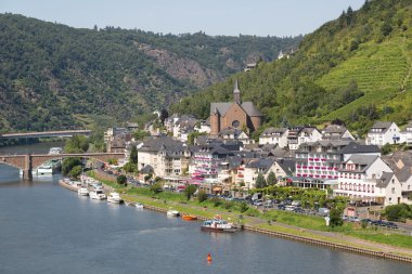 Aerial cityview of Cochem along river Moselle in Germany clipart