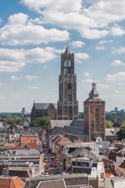 Ortaçağ şehrinin hava cityscape utrecht, Hollanda'nın dördüncü şehir