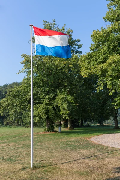 Голландский флаг в сельской местности Нидерландов — стоковое фото
