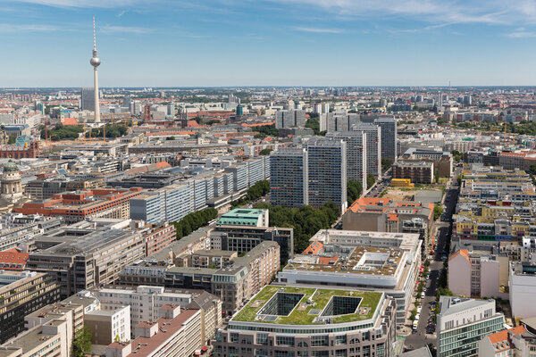 Aerial view of Berlin with Television tower or Fernsehturm