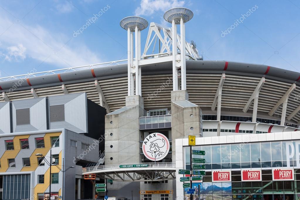 AMSTERDAM, THE NETHERLANDS - MAY 23: Exterior soccer stadium Ajax Arena from the Dutch football club Ajax on May 23, 2014 in Amsterdam, the Netherlands