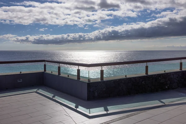 Bakgrundsfoto Atlanten Och Terrass Med Staket Fuencaliente Palma Kanarieöarna — Stockfoto