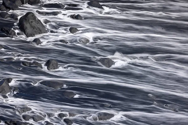 Waves Retreat Black Lava Sand Beach Palma Canary Islands — Stock Photo, Image