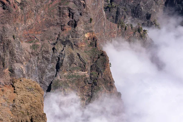 Mountain Cliffs Clouds Caldera Taburiente National Park Palma Canary Islands — ストック写真