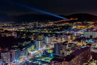 Japonya - 14 Kasım 2019: Kyoto Kulesi 'nden Kyoto Şehri' nin Kış Gecesi Sahnesi, Kyoto, Japonya