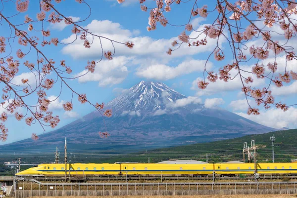 Japonsko Dubna 2019 Doktor Žlutá Vysokorychlostní Kulka Vlak Shinkansen Růžová — Stock fotografie