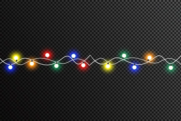 Lumières Noël Lumineuses Isolées Éléments Conception Réalistes Guirlandes Décorations Noël — Image vectorielle