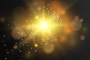 Güneşin parlak ışığı. Şeffaf güneş ışığı. Ön güneş merceği patlaması. 