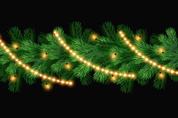 Luces Navidad Brillantes Aislados Elementos Diseño Realistas Guirnaldas Decoraciones Navideñas — Vector de stock