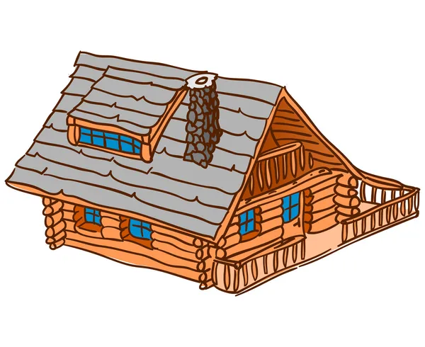 Cabine isolée en bois — Image vectorielle