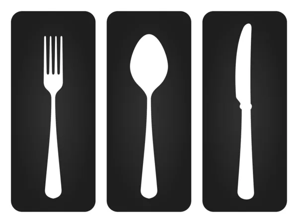 Cutlery Set in Black — Stock Vector