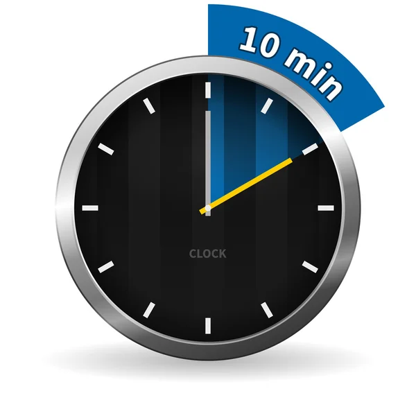 Clock 10 Minutes To Go — Stock Vector