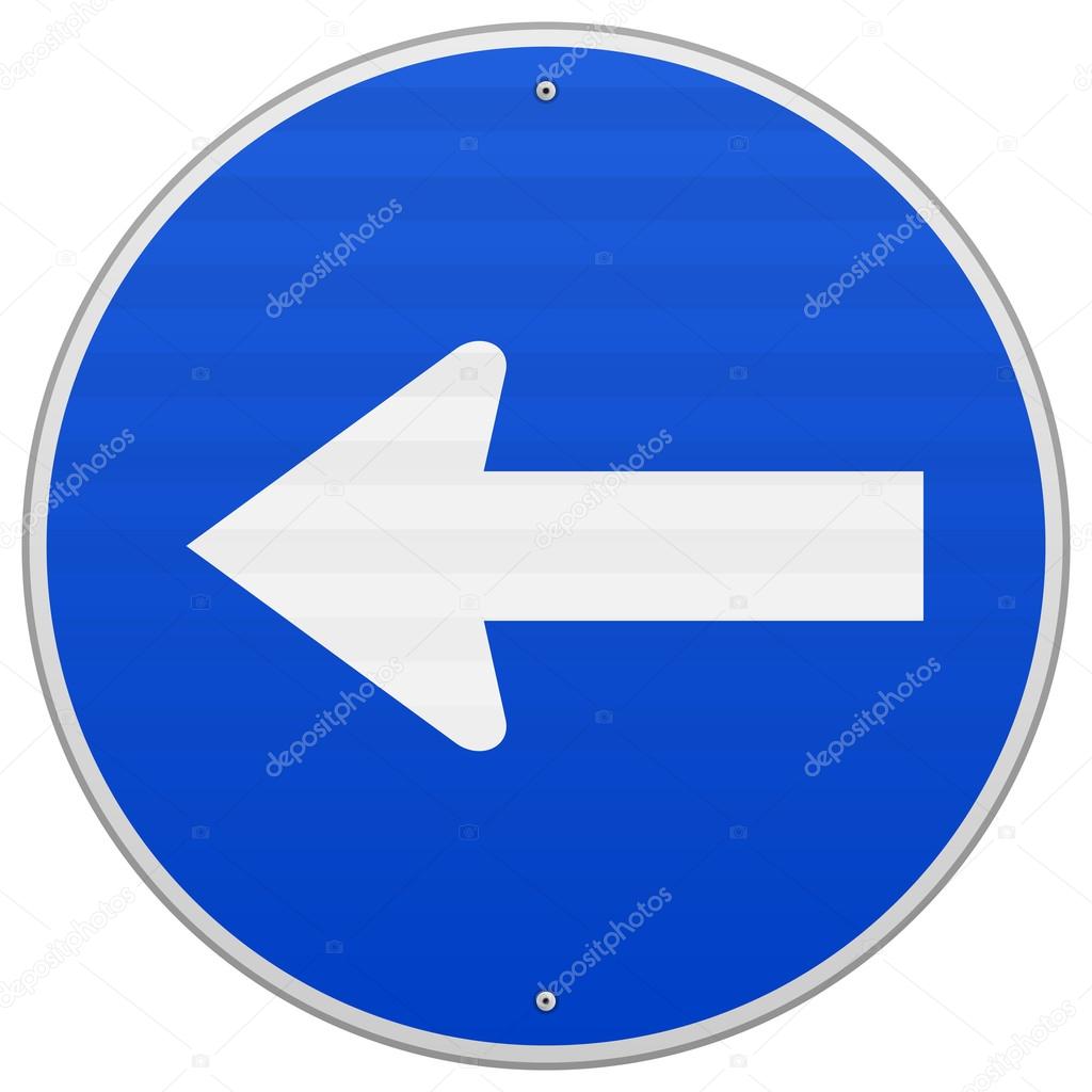 Blue Sign with Arrow Left