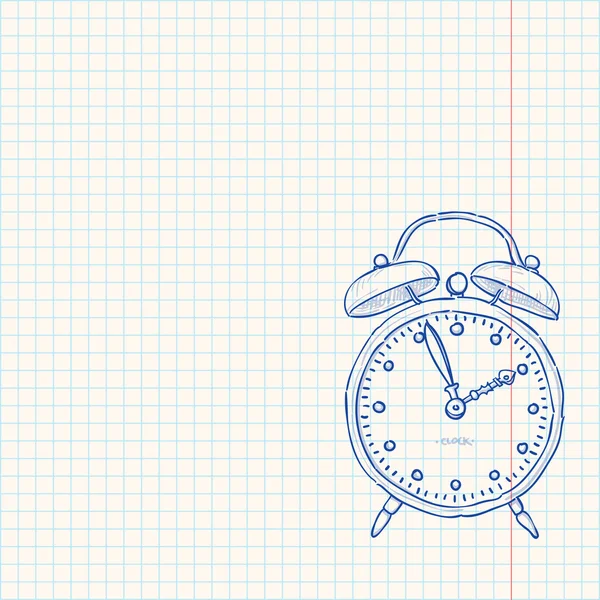 Reloj despertador Doodle — Vector de stock