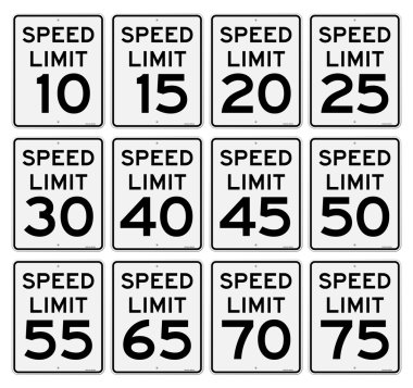 Speed Limit Sign Set clipart