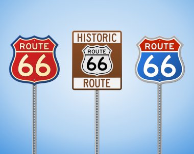 Route 66 vintage işaretleribotón círculo colorido en blanco