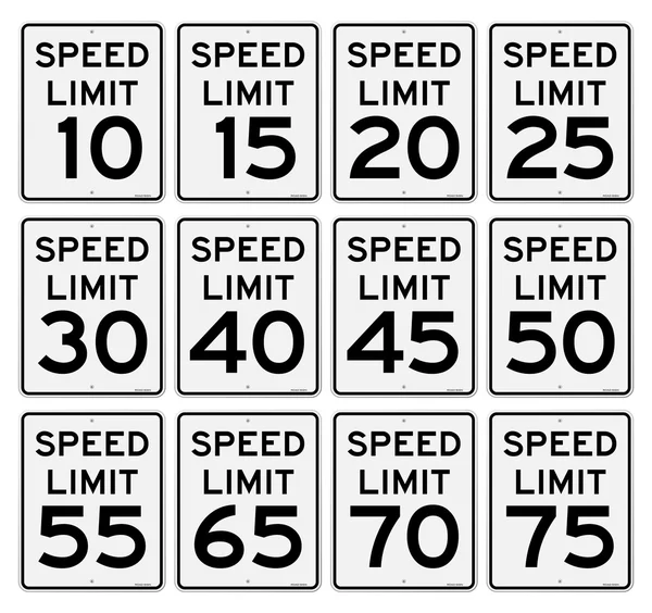 Speed Limit Sign Set — Stock Vector