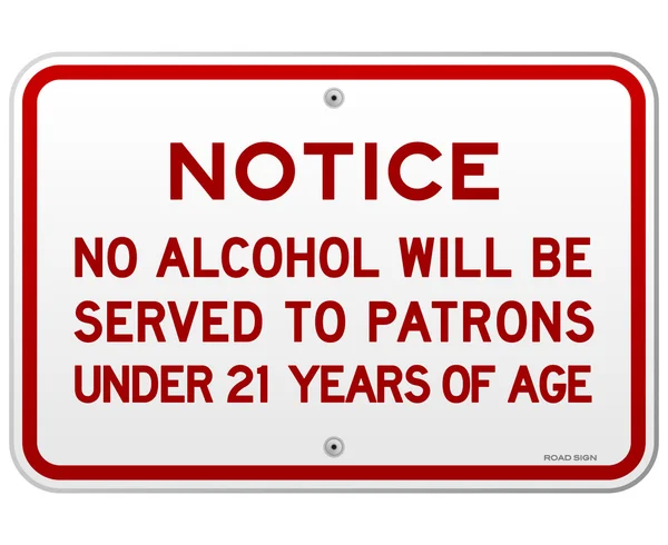 Avis concernant l'alcool 21 ans — Image vectorielle