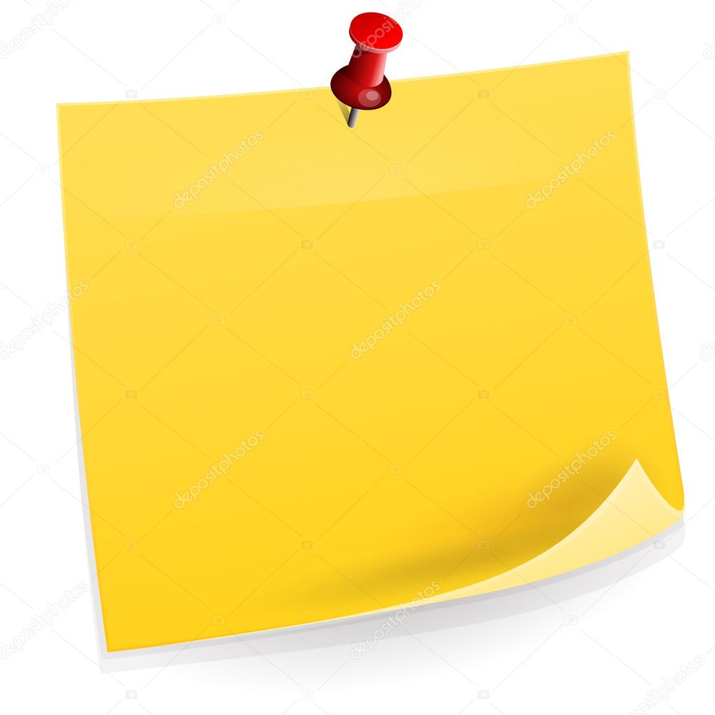 Image Composée De Note Collante Jaune Vide Avec La Punaise Illustration  Stock - Illustration du gens, place: 75858372