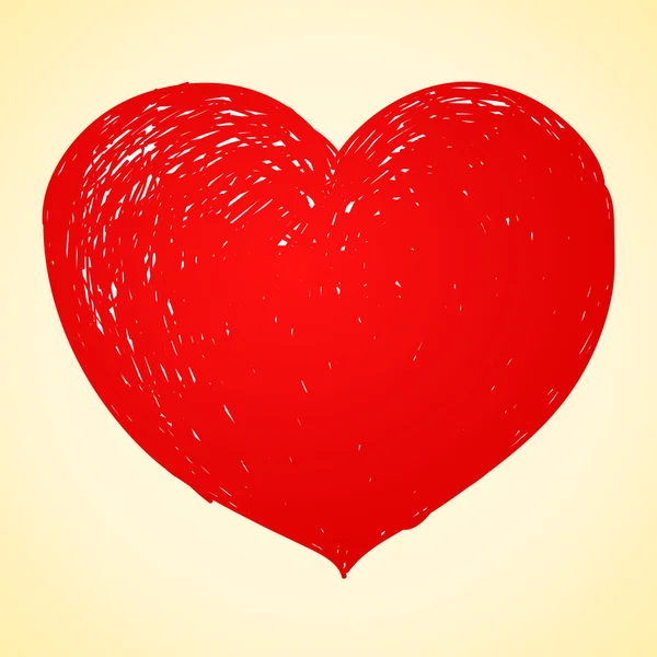 Piros szív rajz — Stock Vector