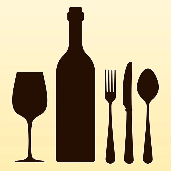 Μπουκάλι κρασί και μαχαιροπήρουνα — Διανυσματικό Αρχείο
