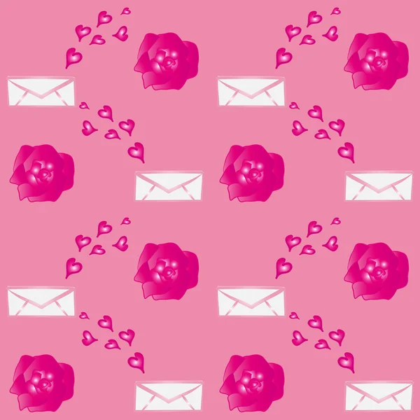 バレンタインの花の封筒 — ストックベクタ