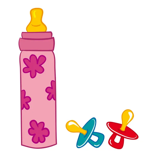 Baby Bottle and Pacifier — Stock Vector