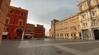 18-08-22, Modena, Italy- Piazza Roma with facade of italian military academy and residential buildings